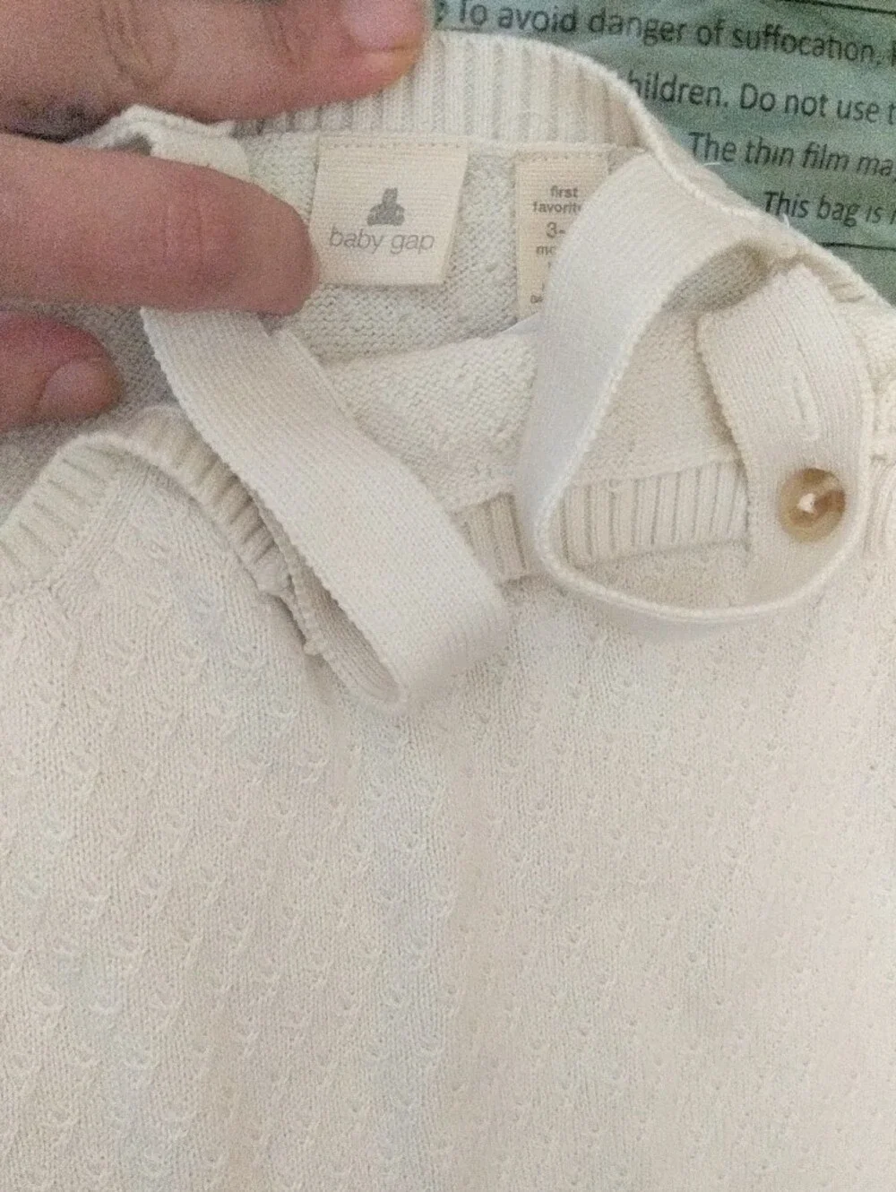 GAP Baby Knit Romper - Cream Sleeveless Sweater Style